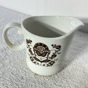 Vintage Wood & Sons England Wellesley Floral Cream and Brown Ceramic Creamer